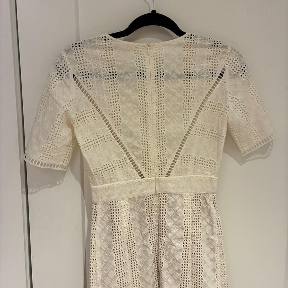 BA&SH Cream Gareth Eyelet Short Sleeve Shift Dress Sz 0 - Picture 5 of 11